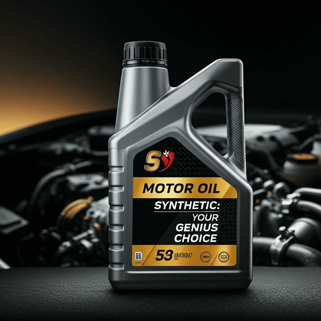 Generate a high-quality, relevant image prompt for an article about: Motor Oil Synthetic: Your Geniu