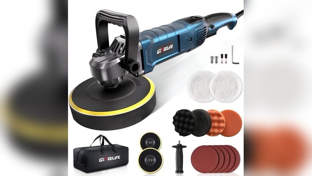 GEVEELIFE Buffer Polisher, 6 Inch/7 Inch 1600W Rotary Car Buffer Polisher Waxer, 7 Variable Speed 1000-3500 RPM, Detachable Handle for Car, Boat Sanding, Polishing, Waxing